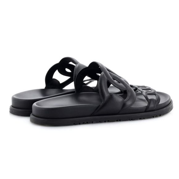 Hermes Women's Extra Sandals Leather Black - Picture 3 of 4